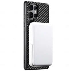 Phone Case For Samsung Galaxy S25 S24 S23 Ultra Plus S22 Plus Ultra Back Cover with Stand Holder Magnetic Support Wireless Charging Retro TPU Carbon Fiber PC