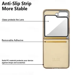 Phone Case For Samsung Galaxy Z Flip 5 Z Flip 4 Z Flip 3 Back Cover with Screen Protector Ring Buckle Shockproof Retro TPU Metal PU Leather