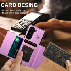Phone Case For Samsung Galaxy Z Fold 6 Wallet Case with Stand Holder Zipper with Lanyard Retro Genuine Leather TPU