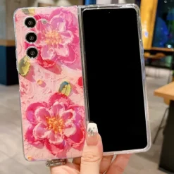 Phone Case For Samsung Galaxy Z Fold 6 Z Fold 5 Z Fold 4 Z Fold 3 Back Cover Ultra Thin Shockproof Flower Floral TPU