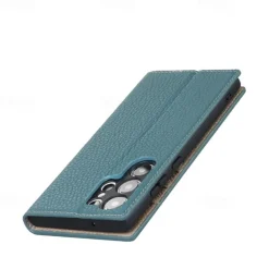 Phone Case For Samsung Galaxy S25 S24 S23 Ultra Plus S22 Plus Ultra S20 S20 FE Wallet Case with Wrist Strap Kickstand Card Slot Retro Genuine Leather TPU