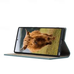 Phone Case For Samsung Galaxy S25 S24 S23 Ultra Plus S22 Plus Ultra S20 S20 FE Wallet Case with Wrist Strap Kickstand Card Slot Retro Genuine Leather TPU