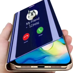 Phone Case For Samsung Galaxy S24 S23 S22 Plus Ultra S21 FE A73 A33 A52 Full Body Case Flip with Stand Holder Flip Mirror PC PU Leather