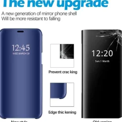 Phone Case For Samsung Galaxy S24 S23 S22 Plus Ultra S21 FE A73 A33 A52 Full Body Case Flip with Stand Holder Flip Mirror PC PU Leather