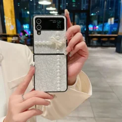 Phone Case For Samsung Galaxy Z Flip 7 Z Flip 6 Z Flip 5 Z Flip 4 Z Flip 3 for Women Girl Bling Glitter Shiny Shockproof Bow tie TPU