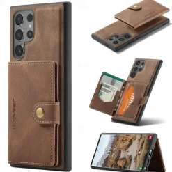 Phone Case For Samsung Galaxy S25 S24 S24 FE S23 S22 S21 Ultra Plus A55 5G A35 5G A15 A14 Back Cover with Stand Holder Magnetic Support Wireless Charging Retro TPU PC PU Leather