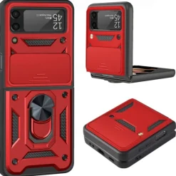 Phone Case For Samsung Galaxy Z Flip 7 Z Flip 5 Z Flip 4 Z Flip 3 Heavy Duty Ring Holder Dustproof Shockproof Solid Colored TPU