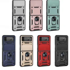 Phone Case For Samsung Galaxy Z Flip 7 Z Flip 5 Z Flip 4 Z Flip 3 Heavy Duty Ring Holder Dustproof Shockproof Solid Colored TPU