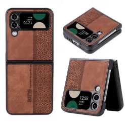 Phone Case For Samsung Galaxy Z Flip 7 Z Flip 6 Z Flip 5 Z Flip 4 Z Flip 3 Leather Flip Shockproof Solid Colored PC PU Leather