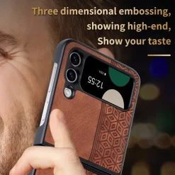 Phone Case For Samsung Galaxy Z Flip 7 Z Flip 6 Z Flip 5 Z Flip 4 Z Flip 3 Leather Flip Shockproof Solid Colored PC PU Leather