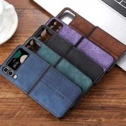 Phone Case For Samsung Galaxy Z Flip 7 Z Flip 6 Z Flip 5 Z Flip 4 Z Flip 3 Leather Flip Shockproof Solid Colored PC PU Leather