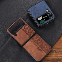 Phone Case For Samsung Galaxy Z Flip 7 Z Flip 6 Z Flip 5 Z Flip 4 Z Flip 3 Leather Flip Shockproof Solid Colored PC PU Leather