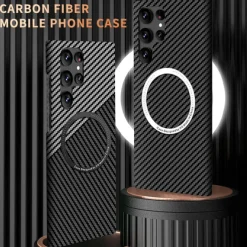 Phone Case For Samsung Galaxy S23 S22 S21 Ultra Plus With Magsafe Magnetic Dustproof Four Corners Drop Resistance Lines / Waves Carbon Fiber