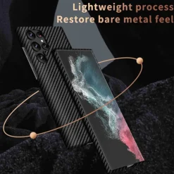 Phone Case For Samsung Galaxy S23 S22 S21 Ultra Plus With Magsafe Magnetic Dustproof Four Corners Drop Resistance Lines / Waves Carbon Fiber