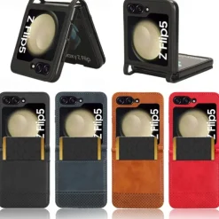 Phone Case For Samsung Galaxy Z Flip 5 Z Flip 4 Z Flip 3 Flip Cover Card Slot Shockproof Retro PC PU Leather