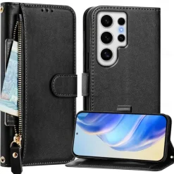 Phone Case For Samsung Galaxy S25 S24 S24 FE S23 S22 S21 Ultra Plus A55 5G A35 5G A25 A15 Wallet Case with Stand Holder Zipper Full Body Protective Retro TPU PU Leather
