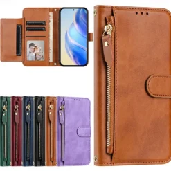 Phone Case For Samsung Galaxy S25 S24 S24 FE S23 S22 S21 Ultra Plus A55 5G A35 5G A25 A15 Wallet Case with Stand Holder Zipper Full Body Protective Retro TPU PU Leather