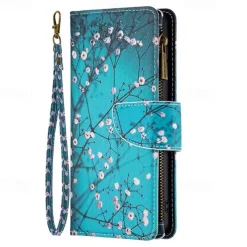 Phone Case For Samsung Galaxy S25 S24 S23 S23 FE S22 S21 Ultra Plus A35 5G A25 A15 A14 Wallet Case with Stand Holder Zipper with Wrist Strap Retro TPU PU Leather