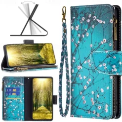 Phone Case For Samsung Galaxy S25 S24 S23 S23 FE S22 S21 Ultra Plus A35 5G A25 A15 A14 Wallet Case with Stand Holder Zipper with Wrist Strap Retro TPU PU Leather