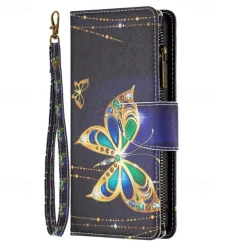 Phone Case For Samsung Galaxy S25 S24 S23 S23 FE S22 S21 Ultra Plus A35 5G A25 A15 A14 Wallet Case with Stand Holder Zipper with Wrist Strap Retro TPU PU Leather