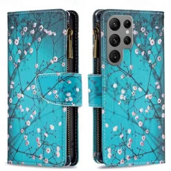 Phone Case For Samsung Galaxy S25 S24 S23 S23 FE S22 S21 Ultra Plus A35 5G A25 A15 A14 Wallet Case with Stand Holder Zipper with Wrist Strap Retro TPU PU Leather