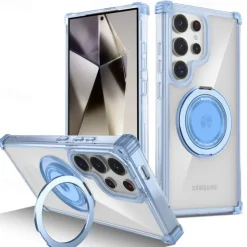 Phone Case For Samsung Galaxy S24 S24 FE S23 Ultra Plus S22 Plus Ultra Back Cover with Stand Holder Magnetic Shockproof Retro PC