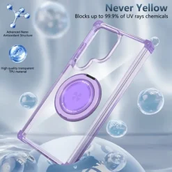 Phone Case For Samsung Galaxy S24 S24 FE S23 Ultra Plus S22 Plus Ultra Back Cover with Stand Holder Magnetic Shockproof Retro PC