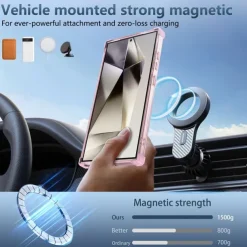 Phone Case For Samsung Galaxy S24 S24 FE S23 Ultra Plus S22 Plus Ultra Back Cover with Stand Holder Magnetic Shockproof Retro PC