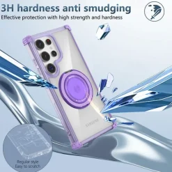 Phone Case For Samsung Galaxy S24 S24 FE S23 Ultra Plus S22 Plus Ultra Back Cover with Stand Holder Magnetic Shockproof Retro PC