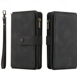 Phone Case For Samsung Galaxy S25 S24 S23 S23 FE S22 S21 Ultra Plus A55 5G A35 5G A25 A15 Wallet Case Zipper Full Body Protective with Wrist Strap Retro TPU PU Leather