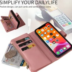 Phone Case For Samsung Galaxy S25 S24 S23 S23 FE S22 S21 Ultra Plus A55 5G A35 5G A25 A15 Wallet Case Zipper Full Body Protective with Wrist Strap Retro TPU PU Leather