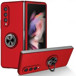 Phone Case For Samsung Galaxy Z Fold 7 Z Fold 6 Z Fold 5 Z Fold 4 Z Fold 3 Full Body Case Flip Ring Holder Dustproof Solid Colored TPU