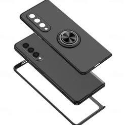 Phone Case For Samsung Galaxy Z Fold 7 Z Fold 6 Z Fold 5 Z Fold 4 Z Fold 3 Full Body Case Flip Ring Holder Dustproof Solid Colored TPU