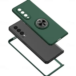 Phone Case For Samsung Galaxy Z Fold 7 Z Fold 6 Z Fold 5 Z Fold 4 Z Fold 3 Full Body Case Flip Ring Holder Dustproof Solid Colored TPU