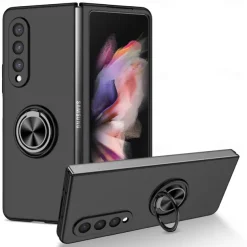 Phone Case For Samsung Galaxy Z Fold 7 Z Fold 6 Z Fold 5 Z Fold 4 Z Fold 3 Full Body Case Flip Ring Holder Dustproof Solid Colored TPU