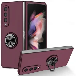 Phone Case For Samsung Galaxy Z Fold 7 Z Fold 6 Z Fold 5 Z Fold 4 Z Fold 3 Full Body Case Flip Ring Holder Dustproof Solid Colored TPU