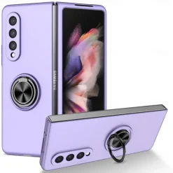 Phone Case For Samsung Galaxy Z Fold 7 Z Fold 6 Z Fold 5 Z Fold 4 Z Fold 3 Full Body Case Flip Ring Holder Dustproof Solid Colored TPU