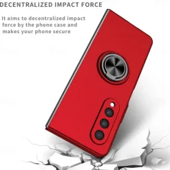 Phone Case For Samsung Galaxy Z Fold 7 Z Fold 6 Z Fold 5 Z Fold 4 Z Fold 3 Full Body Case Flip Ring Holder Dustproof Solid Colored TPU