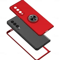 Phone Case For Samsung Galaxy Z Fold 7 Z Fold 6 Z Fold 5 Z Fold 4 Z Fold 3 Full Body Case Flip Ring Holder Dustproof Solid Colored TPU