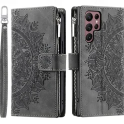 Phone Case For Samsung Galaxy S25 S23 S22 S21 FE S21 Ultra Plus A54 A53 A33 A13 S20 Wallet Case Flip Wallet Zipper Tile TPU PU Leather