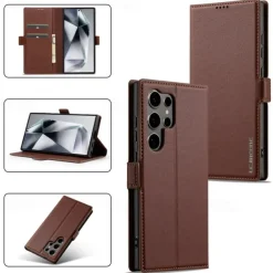 Phone Case For Samsung Galaxy S25 S24 S23 S23 FE S22 S21 Ultra Plus A55 5G A35 5G A15 A14 Back Cover Wallet Case with Stand Holder Magnetic Card Slot Retro TPU PU Leather