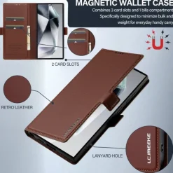 Phone Case For Samsung Galaxy S25 S24 S23 S23 FE S22 S21 Ultra Plus A55 5G A35 5G A15 A14 Back Cover Wallet Case with Stand Holder Magnetic Card Slot Retro TPU PU Leather