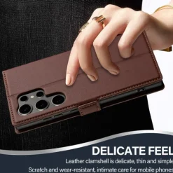 Phone Case For Samsung Galaxy S25 S24 S23 S23 FE S22 S21 Ultra Plus A55 5G A35 5G A15 A14 Back Cover Wallet Case with Stand Holder Magnetic Card Slot Retro TPU PU Leather