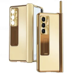 Phone Case For Samsung Galaxy Z Fold 7 Z Fold 6 Z Fold 5 Z Fold 4 Z Fold 3 Back Cover with Stand Holder with Screen Protector Pencil Holder Aluminum Alloy