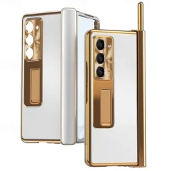 Phone Case For Samsung Galaxy Z Fold 7 Z Fold 6 Z Fold 5 Z Fold 4 Z Fold 3 Back Cover with Stand Holder with Screen Protector Pencil Holder Aluminum Alloy