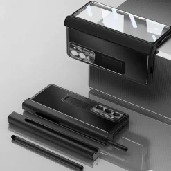 Phone Case For Samsung Galaxy Z Fold 7 Z Fold 6 Z Fold 5 Z Fold 4 Z Fold 3 Back Cover with Stand Holder with Screen Protector Pencil Holder Aluminum Alloy
