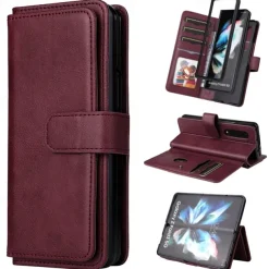 Phone Case For Samsung Galaxy Z Fold 5 Z Fold 4 Z Fold 3 Wallet Case Magnetic Full Body Protective Kickstand Retro TPU PU Leather