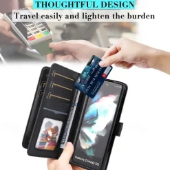 Phone Case For Samsung Galaxy Z Fold 5 Z Fold 4 Z Fold 3 Wallet Case Magnetic Full Body Protective Kickstand Retro TPU PU Leather