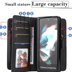 Phone Case For Samsung Galaxy Z Fold 5 Z Fold 4 Z Fold 3 Wallet Case Magnetic Full Body Protective Kickstand Retro TPU PU Leather