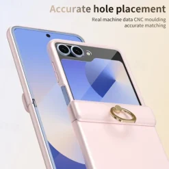 Phone Case For Samsung Galaxy Z Flip 6 Z Flip 5 Back Cover Ring Buckle Shockproof Retro PC